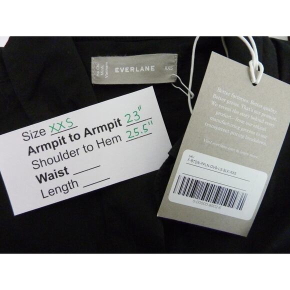 NWT Everlane Minimalist Black Oversized Long Sleeve Button Down Shirt XXS Cotton - Picture 8 of 8